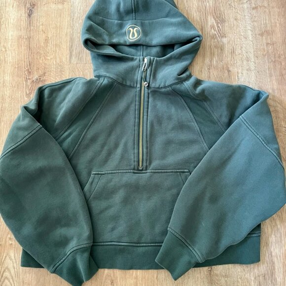 Lululemon Scuba Oversized Half Zip Hoodie *Gold Zip* Dark Forest, M - Picture 5 of 6